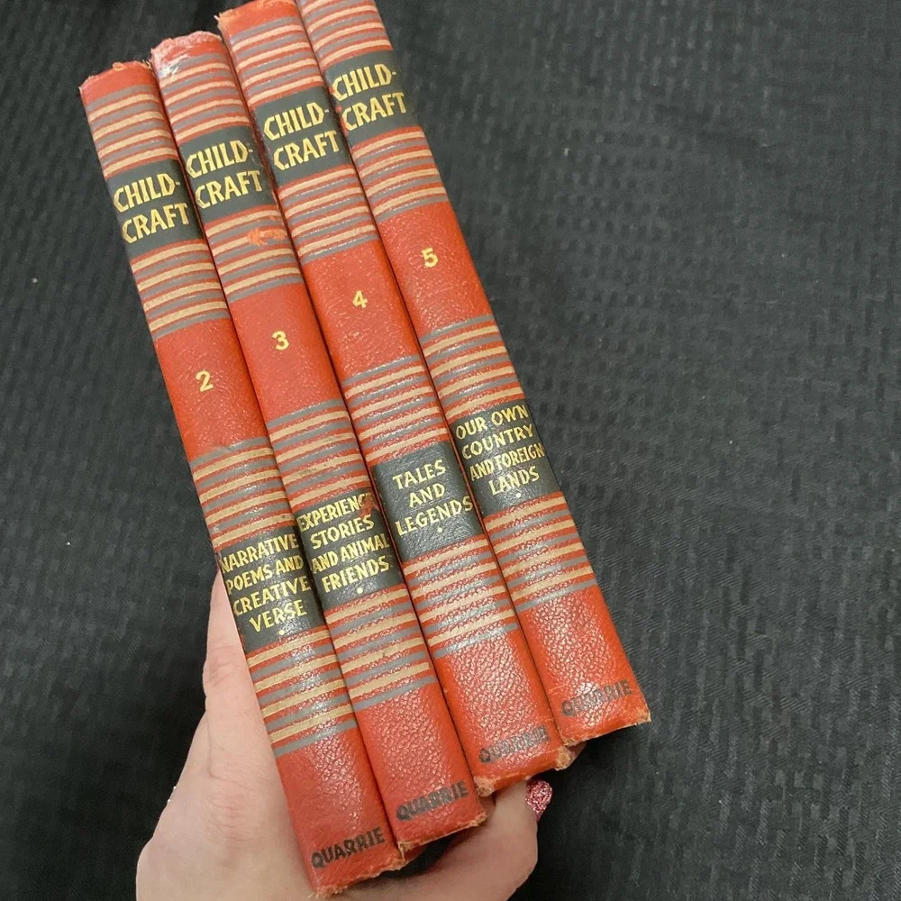 Vintage Childcraft 4 Vol Set 2-5 Quarrie Red HC Children's Stories 1933 USA